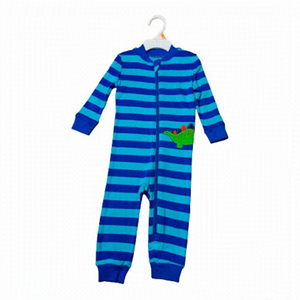 Little Me Dino Sleeper Pajamas Blue Striped Size 12 Months